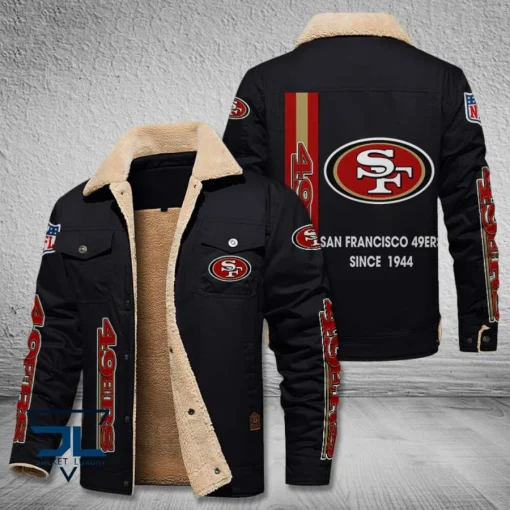 San Francisco 49ers Fleece Leather Jacket V3116 - Image 3