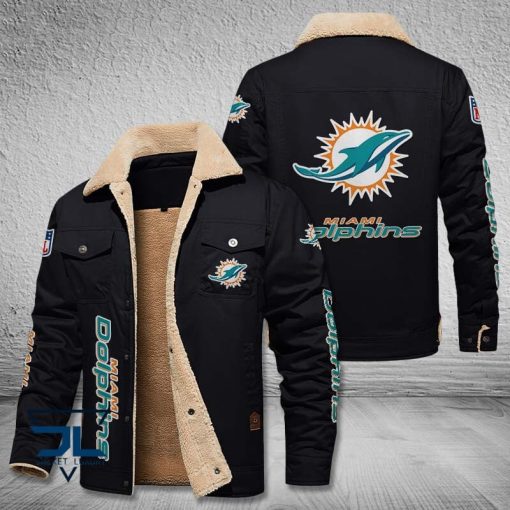 Miami Dolphins Fleece Leather Jacket V3116 - Image 3