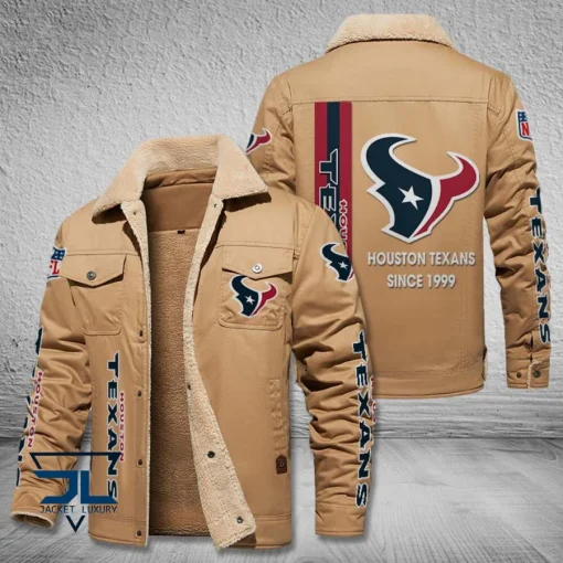 Houston Texans Fleece Leather Jacket V3116 - Image 3