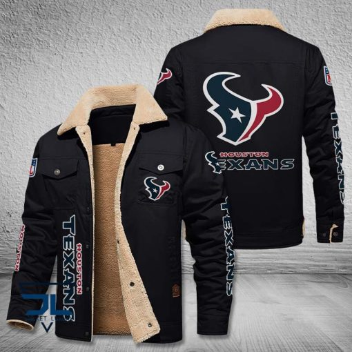 Houston Texans Fleece Leather Jacket V3116 - Image 3