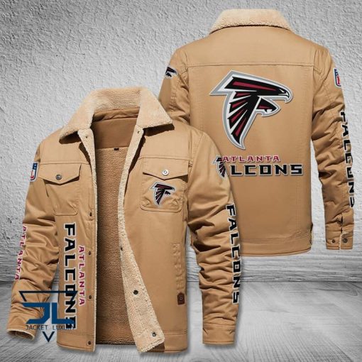 Atlanta Falcons Fleece Leather Jacket V3116 - Image 3