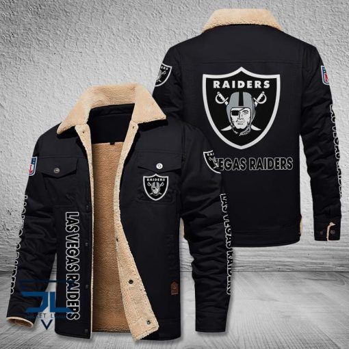 Las Vegas Raiders Fleece Leather Jacket V3116 - Image 3