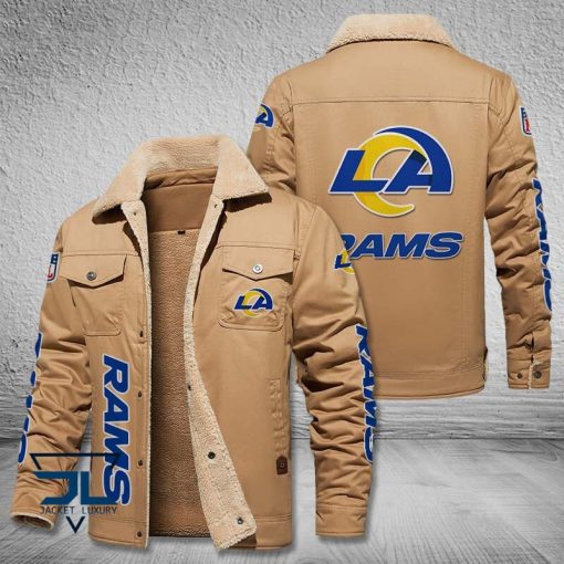 Los Angeles Rams Fleece Leather Jacket V3116 - Image 3