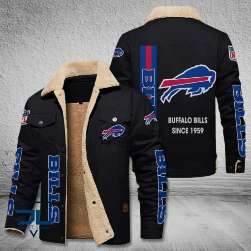 Buffalo Bills Fleece Leather Jacket V3116 - Image 3
