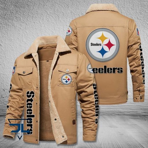 Pittsburgh Steelers Fleece Leather Jacket V3116 - Image 3