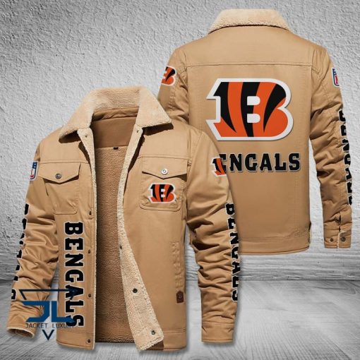 Cincinnati Bengals Fleece Leather Jacket V3116 - Image 3