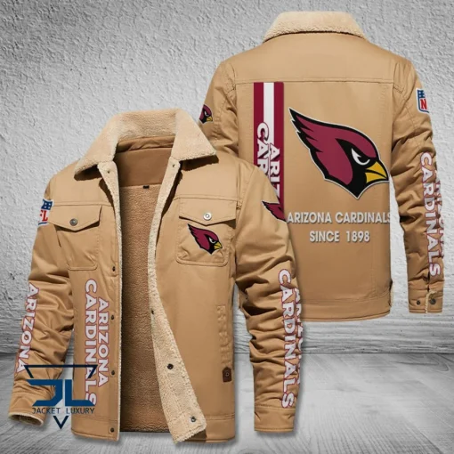 Arizona Cardinals Fleece Leather Jacket V3116 - Image 3
