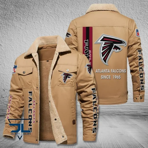 Atlanta Falcons Fleece Leather Jacket V3116 - Image 3