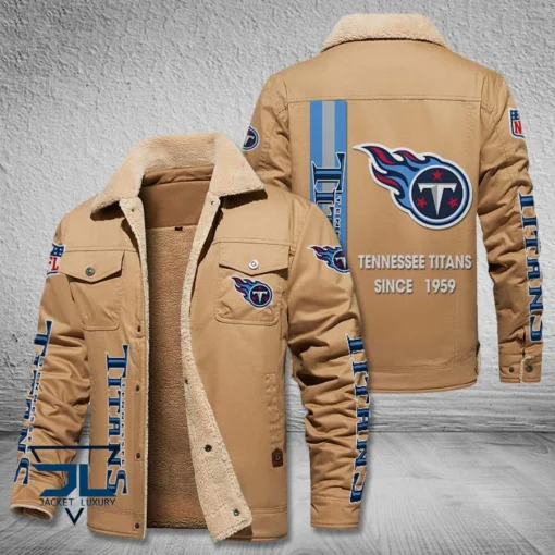 Tennessee Titans Fleece Leather Jacket V3116 - Image 3