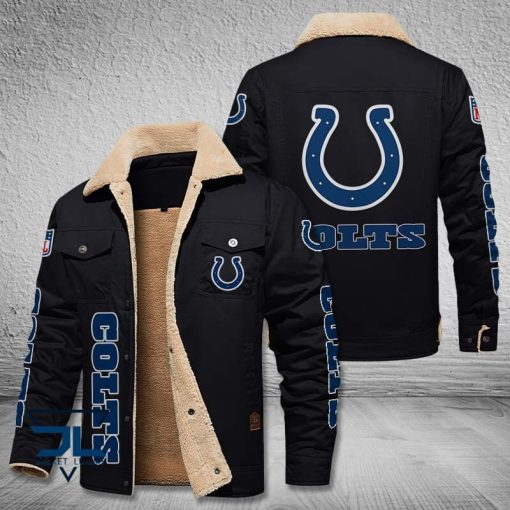 Indianapolis Colts Fleece Leather Jacket V3116 - Image 3