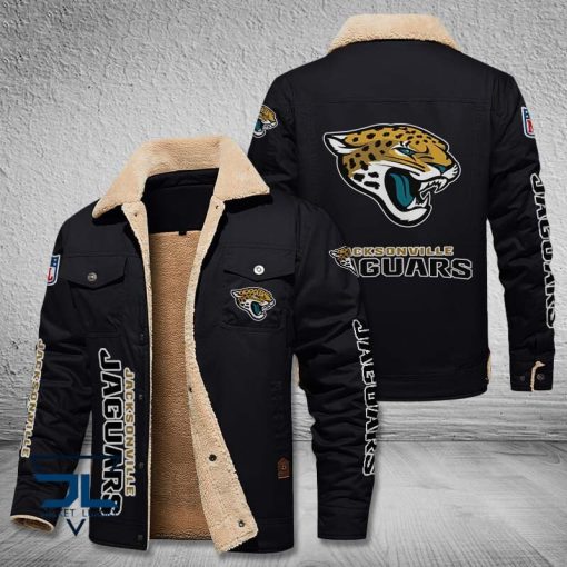 Jacksonville Jaguars Fleece Leather Jacket V3116 - Image 3
