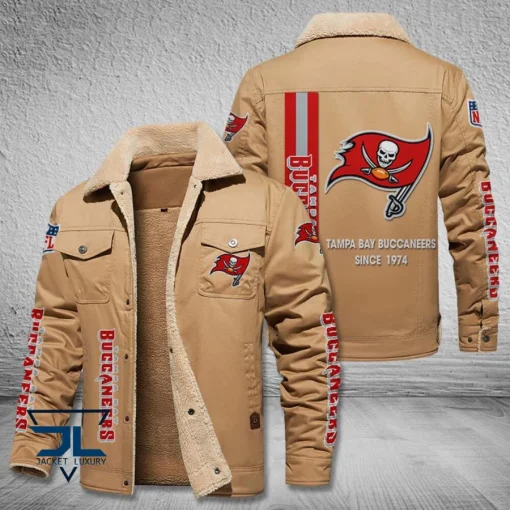 Tampa Bay Buccaneers Fleece Leather Jacket V3116 - Image 3