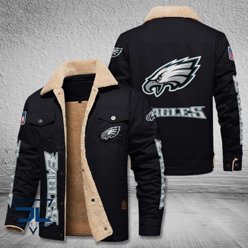 Philadelphia Eagles Fleece Leather Jacket V3116 - Image 3