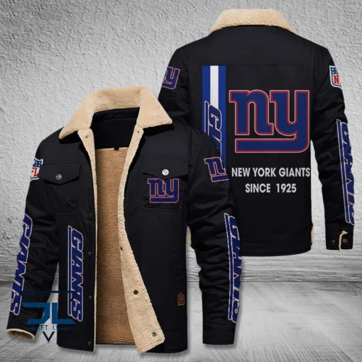 New York Giants Fleece Leather Jacket V3116 - Image 3