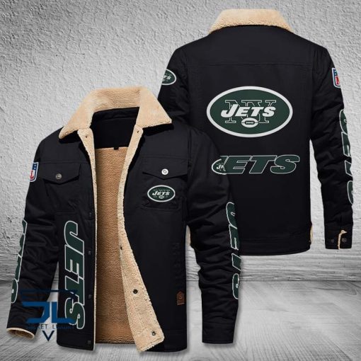 New York Jets Fleece Leather Jacket V3116 - Image 3