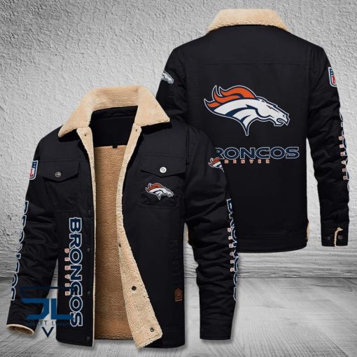 Denver Broncos Fleece Leather Jacket V3116 - Image 3