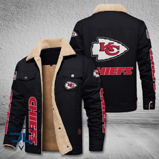Kansas City Chiefs Fleece Leather Jacket V3116 - Image 3