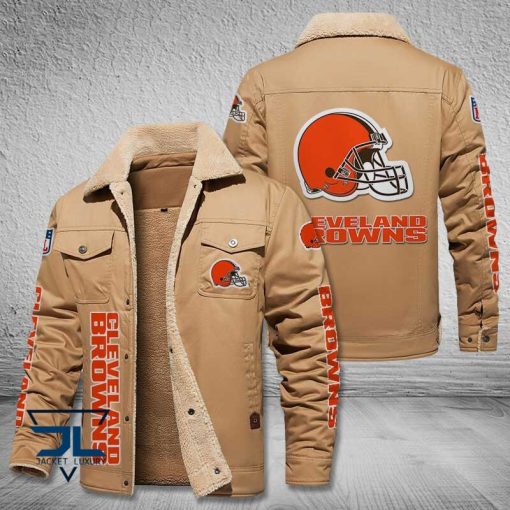 Cleveland Browns Fleece Leather Jacket V3116 - Image 3