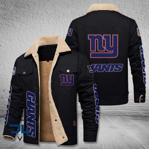 New York Giants Fleece Leather Jacket V3116 - Image 3