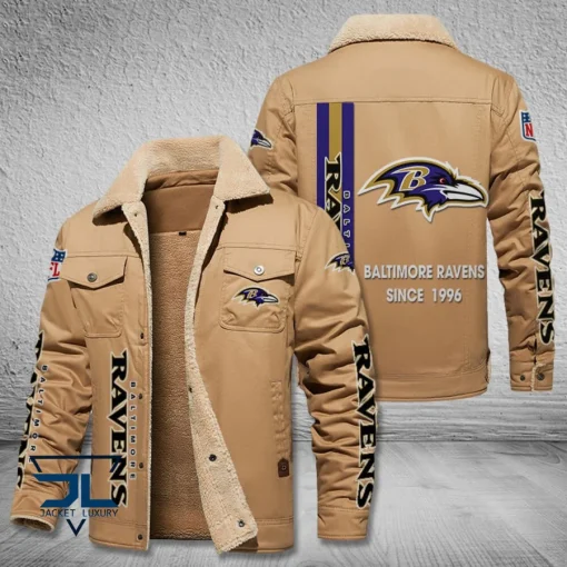 Baltimore Ravens Fleece Leather Jacket V3116 - Image 3