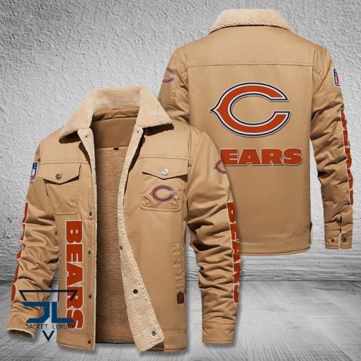 Chicago Bears Fleece Leather Jacket V3116 - Image 3