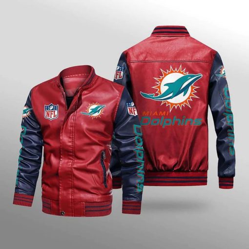 Miami Dolphins Leather Jacket Thermal Plush V46 - Image 5