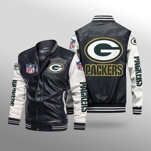 Green Bay Packers Leather Jacket Thermal Plush V53 - Image 2