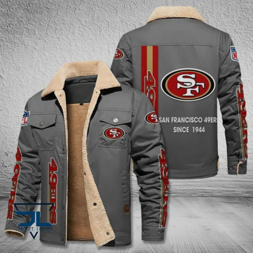 San Francisco 49ers Fleece Leather Jacket V3116 - Image 4