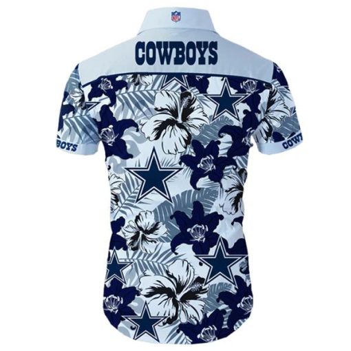 Dallas Cowboys Hawaiian Shirt Tropical Flower Short Sleeve V42 - Image 3