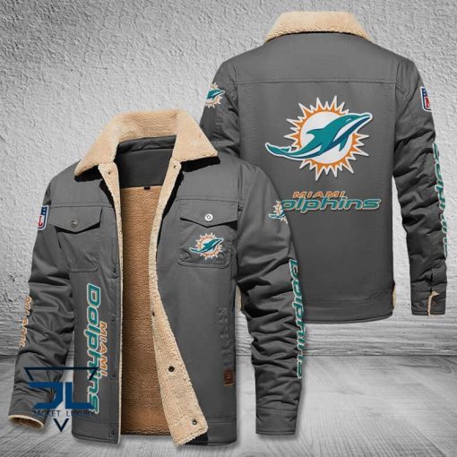 Miami Dolphins Fleece Leather Jacket V3116 - Image 4