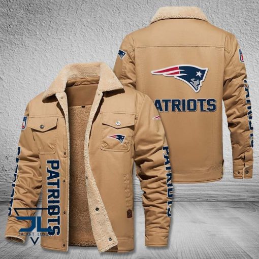 New England Patriots Fleece Leather Jacket V3116 - Image 4