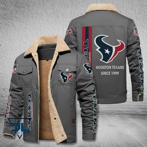 Houston Texans Fleece Leather Jacket V3116 - Image 4
