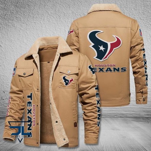 Houston Texans Fleece Leather Jacket V3116 - Image 4
