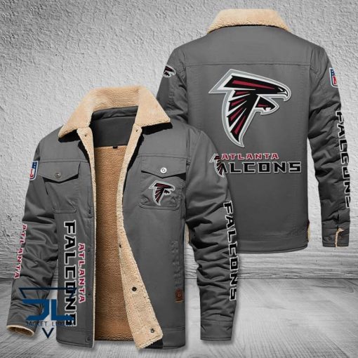 Atlanta Falcons Fleece Leather Jacket V3116 - Image 4