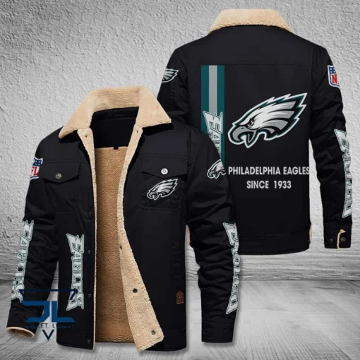 Philadelphia Eagles Fleece Leather Jacket V3116 - Image 4