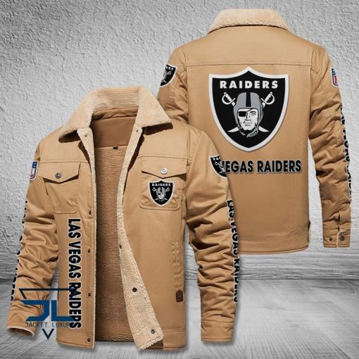 Las Vegas Raiders Fleece Leather Jacket V3116 - Image 4