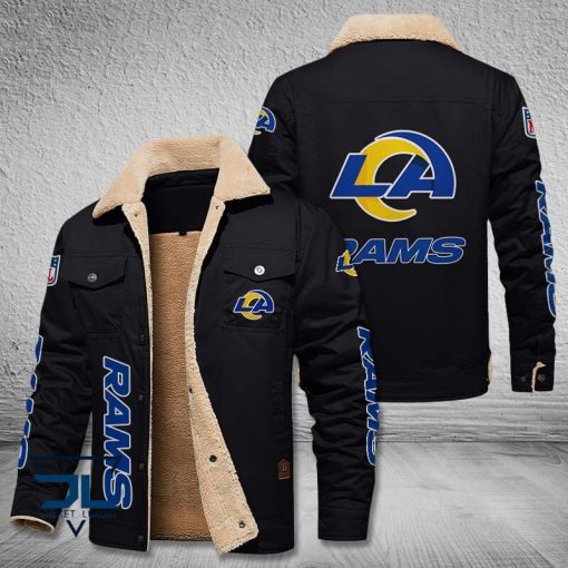 Los Angeles Rams Fleece Leather Jacket V3116 - Image 4