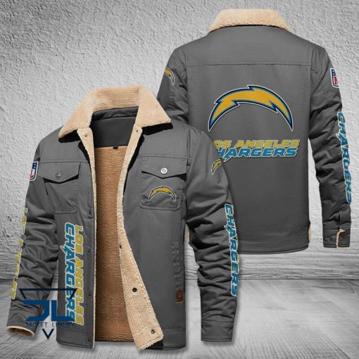 Los Angeles Chargers Fleece Leather Jacket V3116 - Image 4