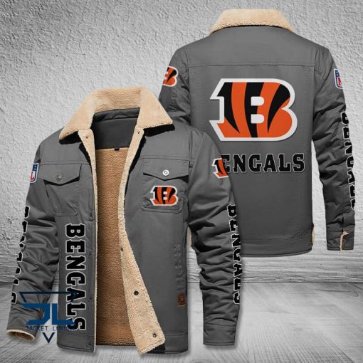 Cincinnati Bengals Fleece Leather Jacket V3116 - Image 4