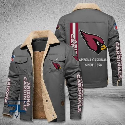 Arizona Cardinals Fleece Leather Jacket V3116 - Image 4