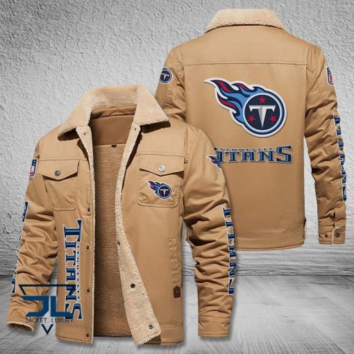 Tennessee Titans Fleece Leather Jacket V3116 - Image 4