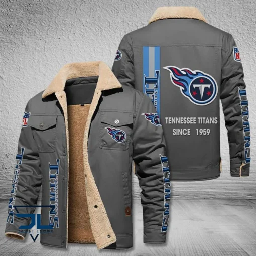 Tennessee Titans Fleece Leather Jacket V3116 - Image 4
