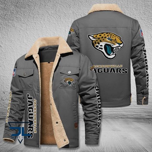Jacksonville Jaguars Fleece Leather Jacket V3116 - Image 4