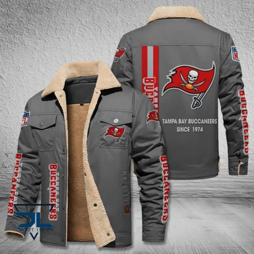 Tampa Bay Buccaneers Fleece Leather Jacket V3116 - Image 4