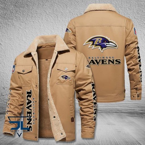 Baltimore Ravens Fleece Leather Jacket V3116 - Image 4