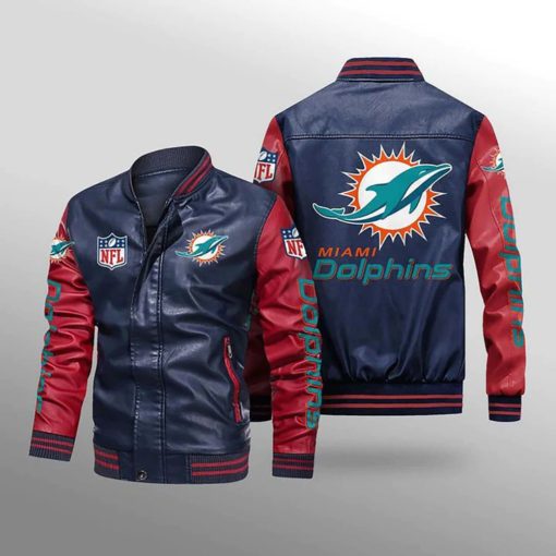 Miami Dolphins Leather Jacket Thermal Plush V46 - Image 4