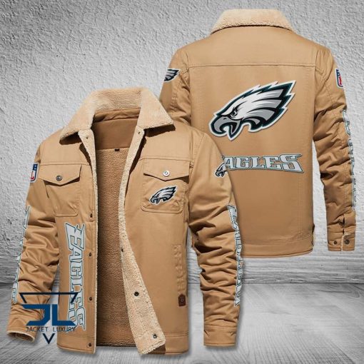 Philadelphia Eagles Fleece Leather Jacket V3116 - Image 4