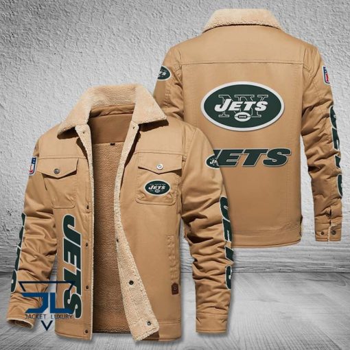 New York Jets Fleece Leather Jacket V3116 - Image 4