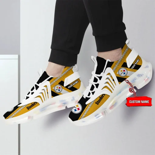 Pittsburgh Steelers Custom Name Max Soul Shoes V28 - Image 4