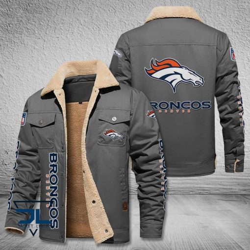 Denver Broncos Fleece Leather Jacket V3116 - Image 4
